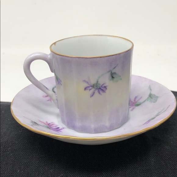 M Halley Purple Floral China Teacup & Saucer - Picture 3 of 6